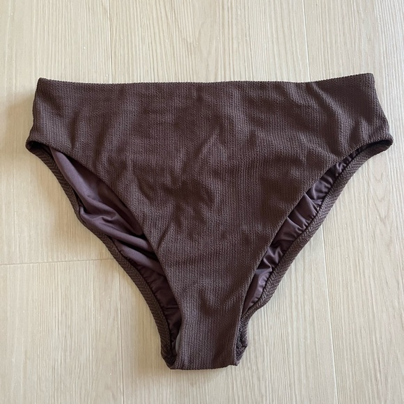 Sanctuary Brown‎ Textured High Waist Bikini Bottom Swimsuit XL NWT 0094 - Picture 1 of 5